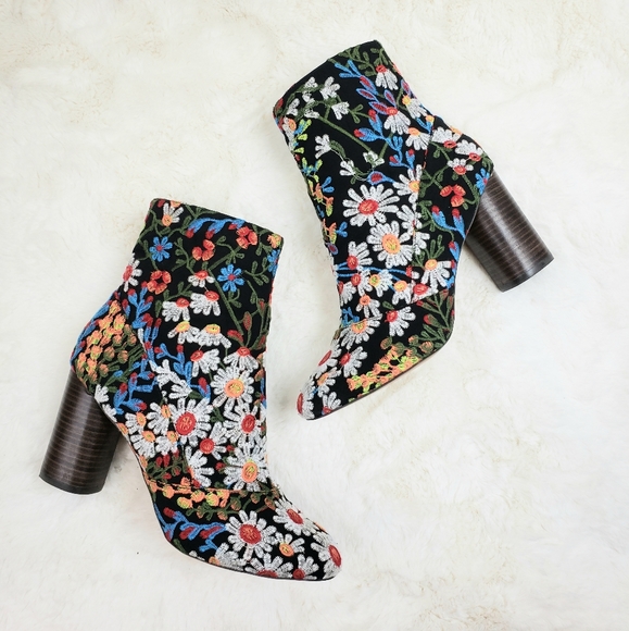 floral embroidered booties